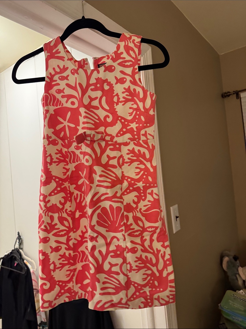 Vineyard Vines Coral and Cream Sea Life Fit-and-Flare Dress